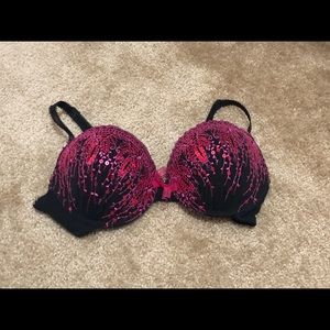 Brand new!!! Beautiful black and pink sequin bra